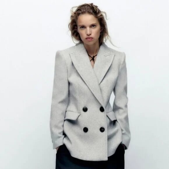 NWT Zara Tailored Double Breasted Blazer Size M - Picture 2 of 16